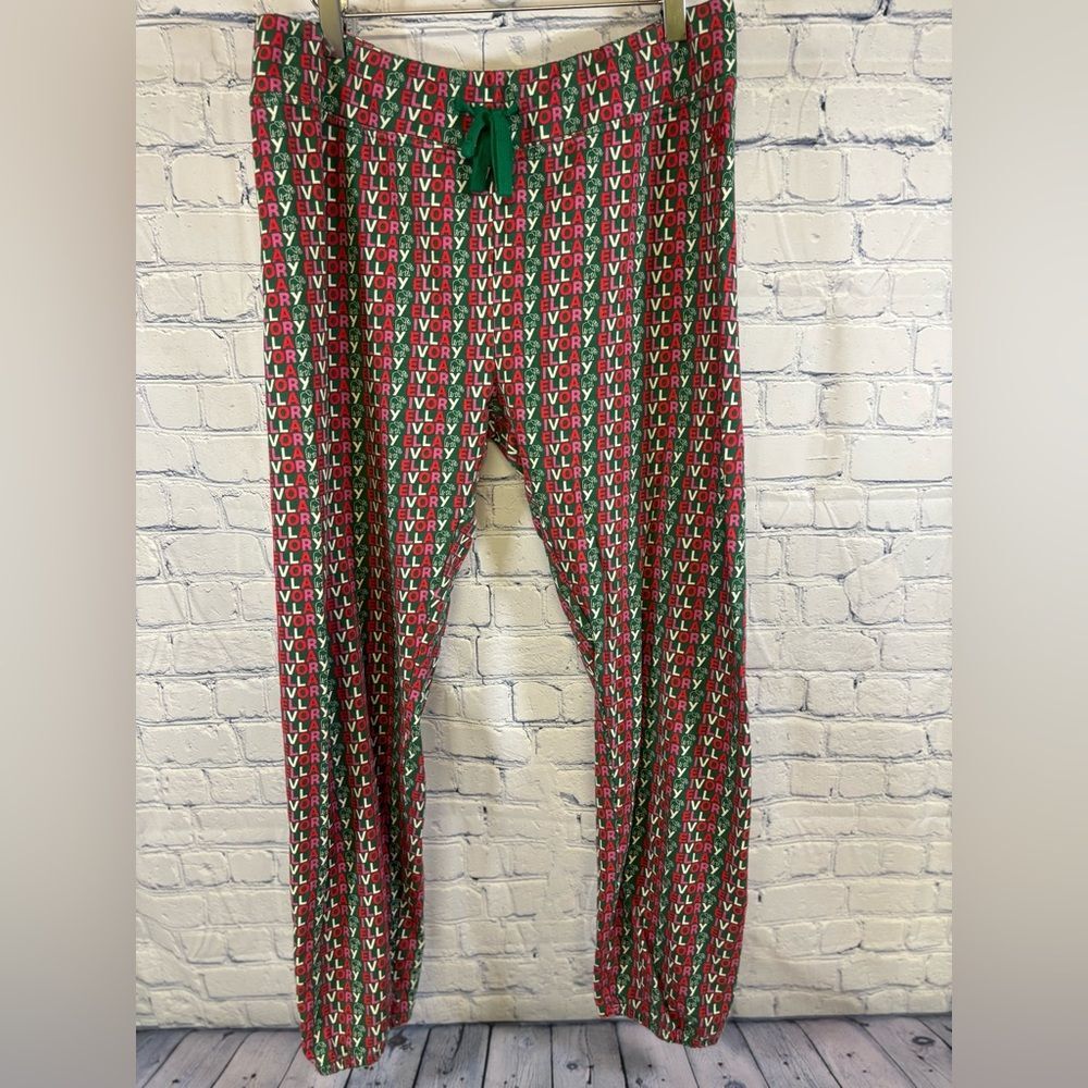 Ivory Ella Organic Cotton Comfy Holiday Festive Lounge Jogger Pajama Pants M